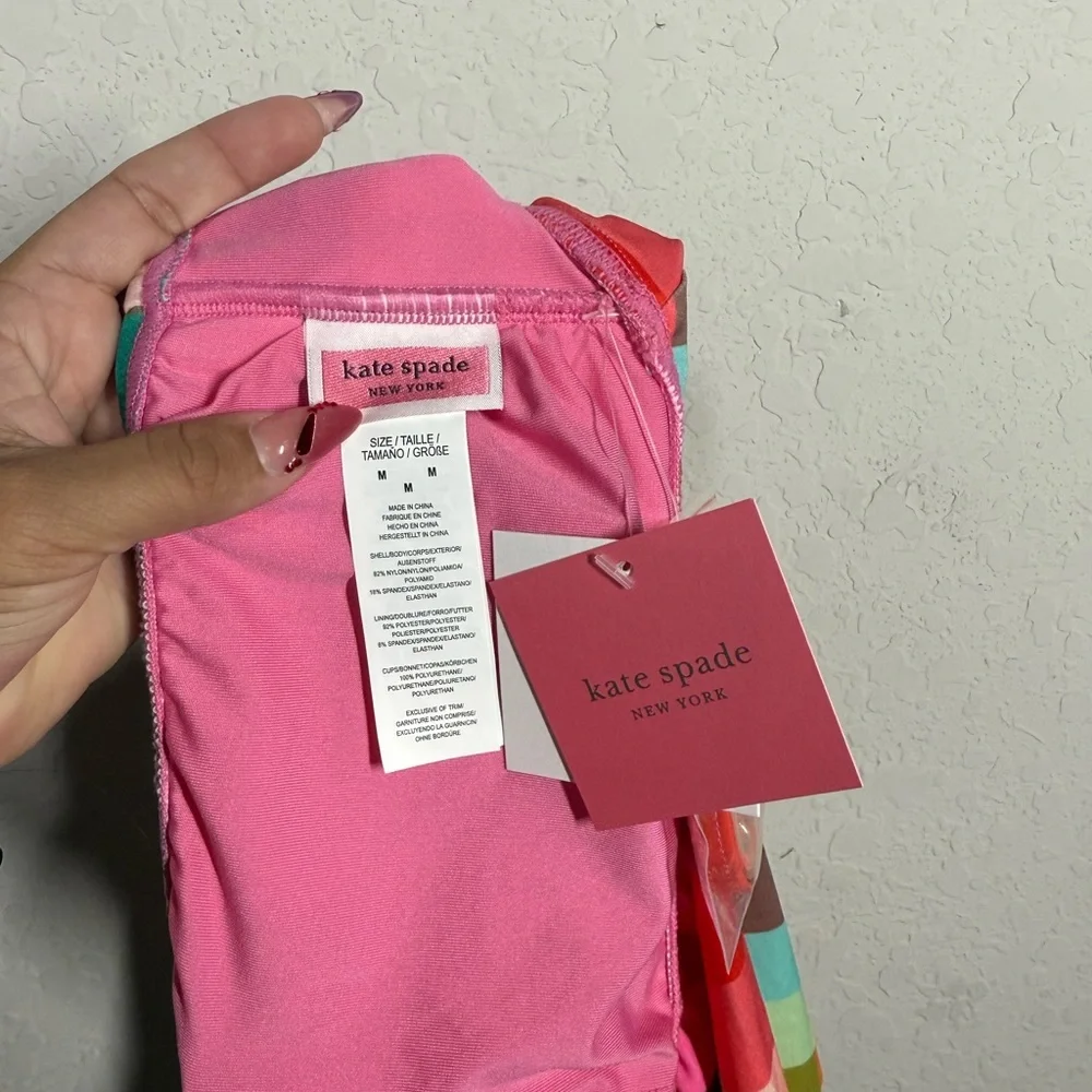 NWT Kate Spade Garden Plaid Summer Colorful Bandeau Bikini Top Sz Medium